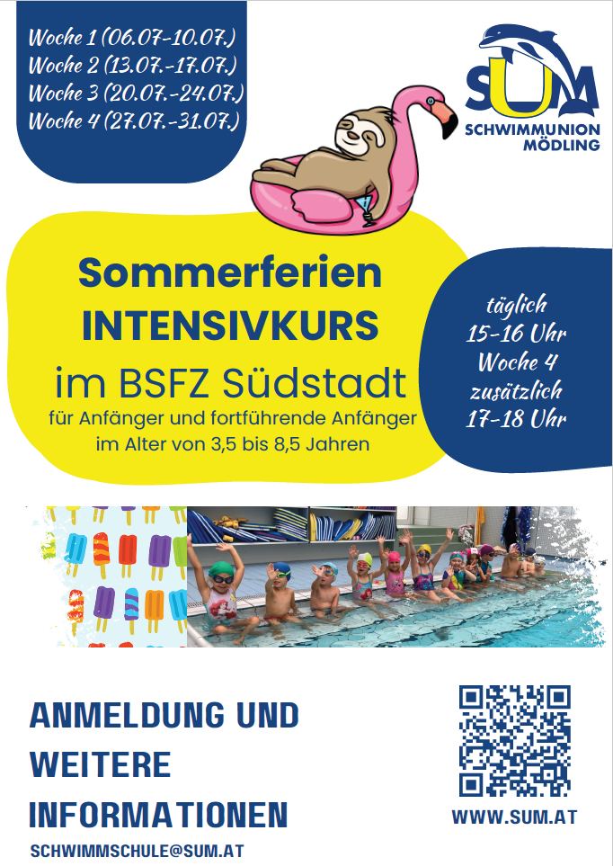 schwimmunion mödling sommer intensivkurse